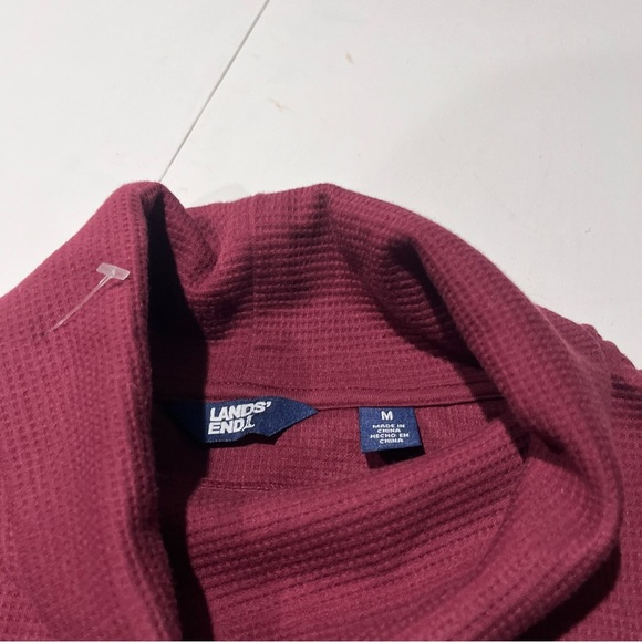 Lands end turtle neck waffle knit oversized burgundy women’s‎ medium long sleeve - Picture 2 of 4